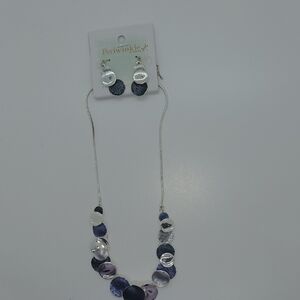 Silver and Navy Necklace and Earring Set